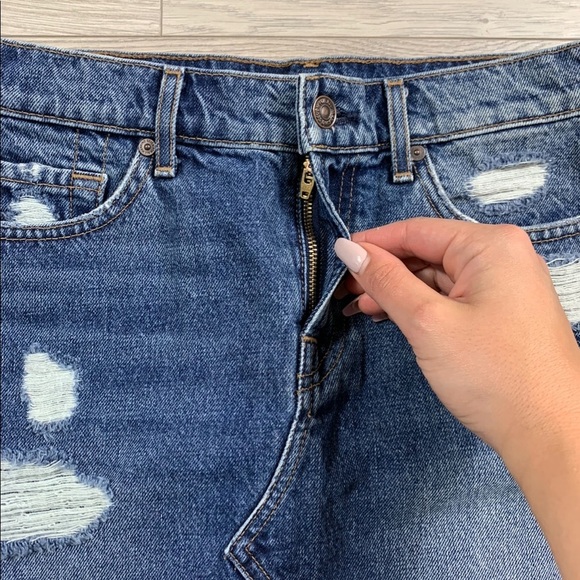 7 For All Mankind Raw Hem Jean Mini Skirt - Picture 4 of 9